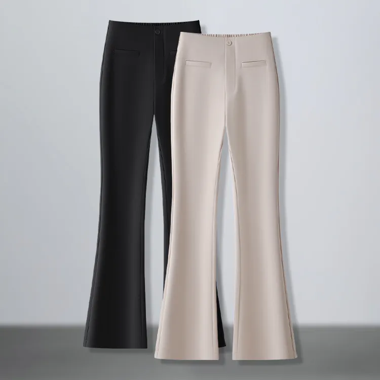 时尚微喇裤女春秋2025新款高腰直筒休闲长裤垂感显瘦修身喇叭裤子