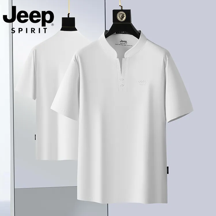 JEEPSPIRIT夏季中式短袖T恤男士时尚休闲速干透气宽松圆领半袖男t