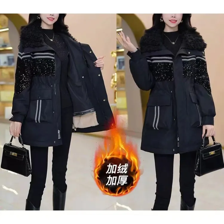 高档加绒加厚时尚保暖派克服女2025冬季新款显瘦洋气轻奢减龄外套