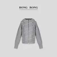 溶溶S【灰雾星黛】RONG 前中分割线烫钻加绒卫衣外套T-B8965957-1