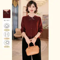 年轻妈妈秋装针织小衫25新款洋气毛衣中老年女装打底衫上衣服套装