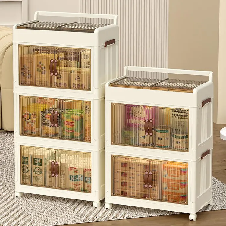 儿童玩具收纳架小推车置物架家用多层可移动零食收纳柜桌下储物柜