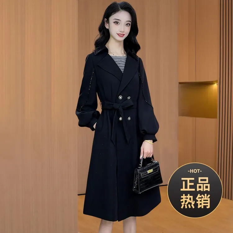 早秋新款优雅气质时尚减龄收腰显瘦中长风衣外套妈妈装新款