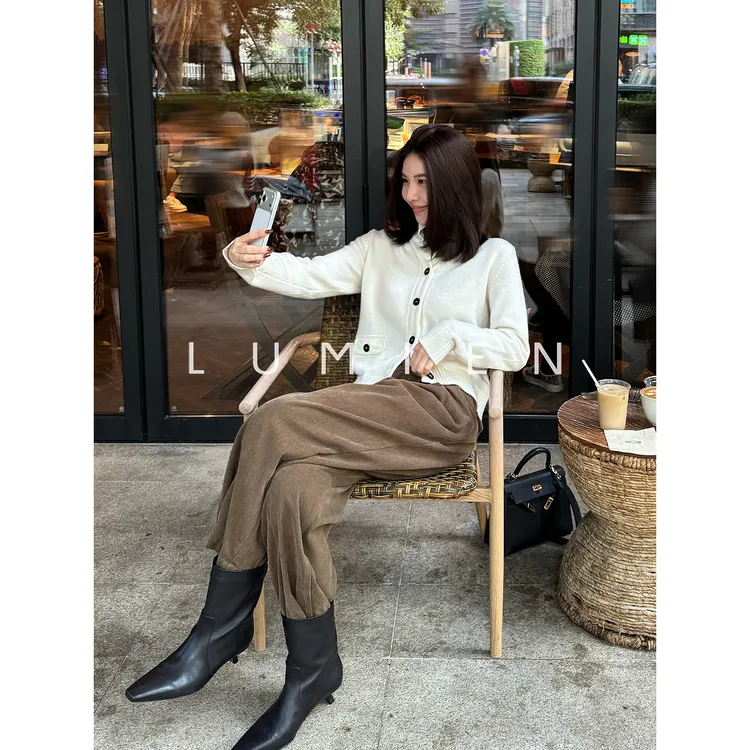 【LUMIEN 新品】秋冬复古雪尼尔“奶奶裤”松弛阔腿休闲裤LX5KKK274