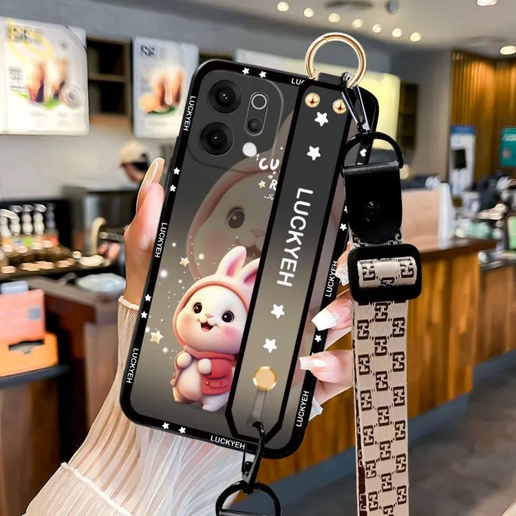 星星兔适用OPPO手机壳防摔oppo系列腕带斜挎挂绳硅胶女款高级全包