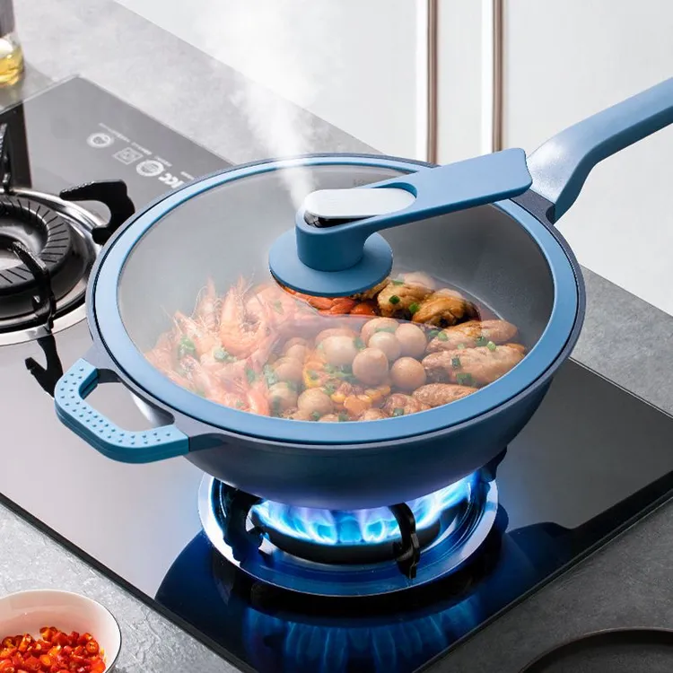 深海锅微压锅不粘炒锅麦饭石不粘锅家用煎炒炖煮小杨哥同款