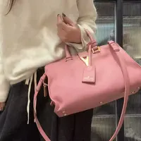 95新 YSL/圣罗兰 【蕾】03 0124 粉色金扣手提单肩斜挎包