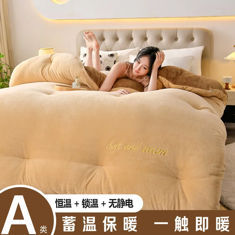 冬季加绒冬被被子加厚牛奶绒棉被被芯单人宿舍双面绒秋冬被褥被子