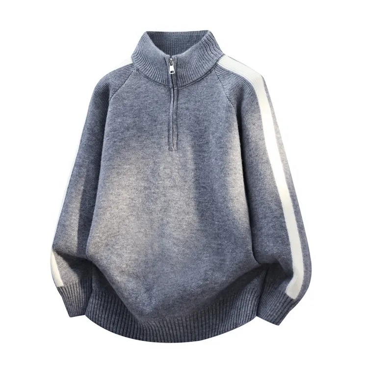 秋冬季时尚舒适慵懒风半高领休闲保暖宽松加厚套头毛衣男士简约潮