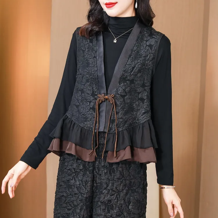 新中式民族风盘扣开衫外套女秋季改良版唐装国风女士夏季盘扣马甲