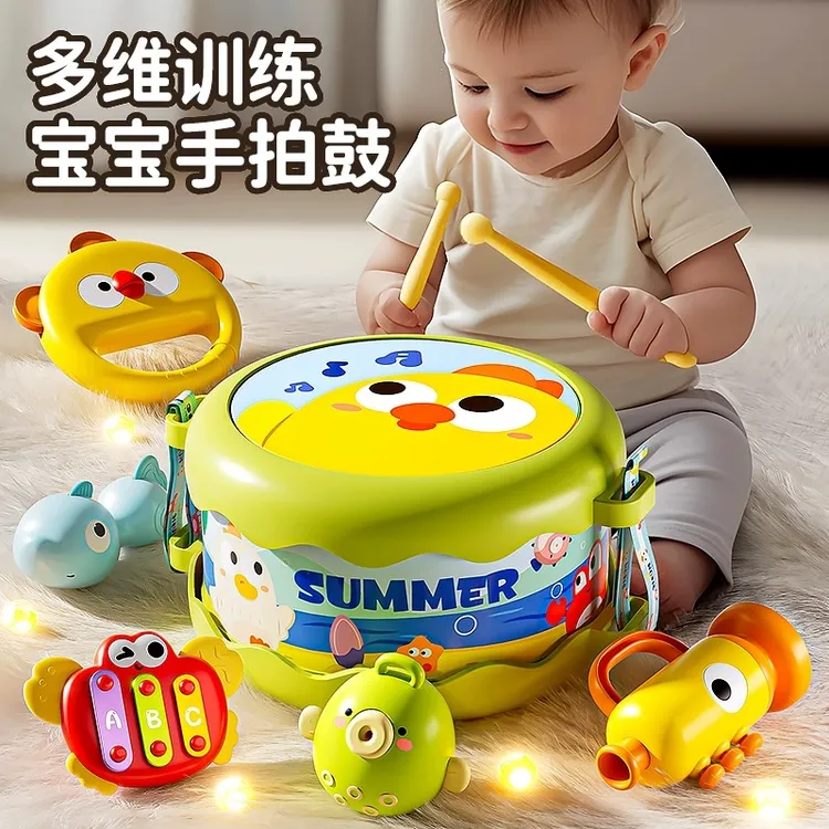 儿童0-3-6岁玩具小女孩生日礼物启蒙早教益智打击乐器礼盒双面鼓2