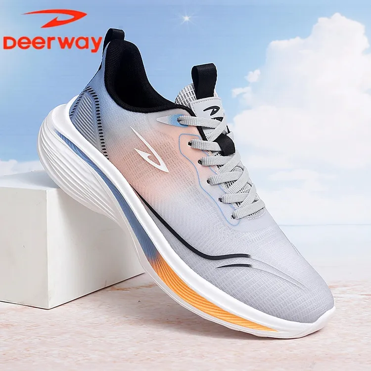 Deerway/德尔惠男鞋夏季新款男士休闲百搭网面轻便减震跑步运动鞋