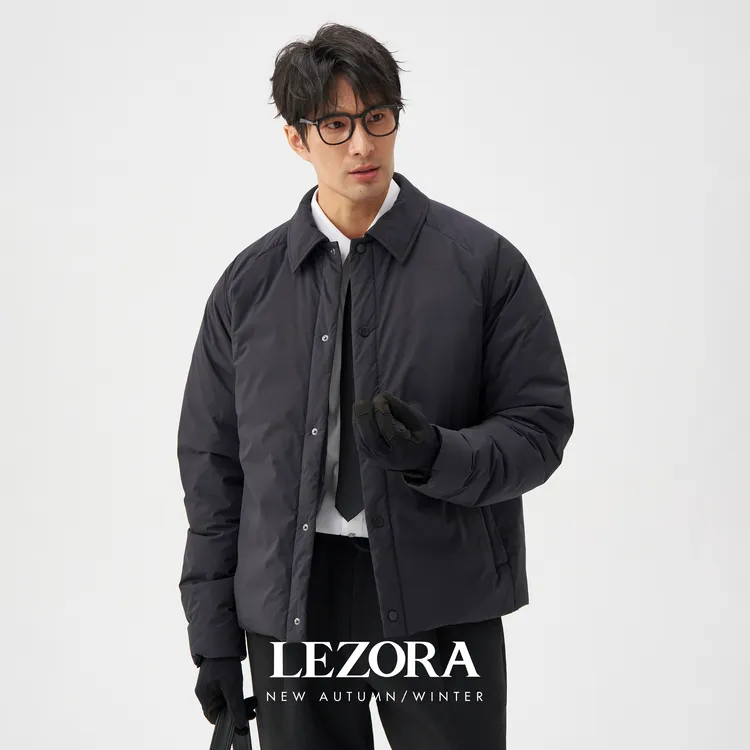 LEZORA超轻量过冬！日本Derzax超轻防泼水衬衫款90白鹅绒服男