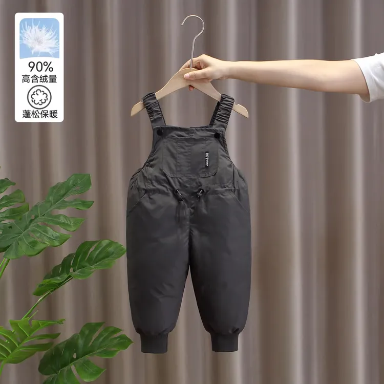 男童羽绒裤冬季女童白鸭绒背带裤宝宝耐脏冬装加厚保暖连体裤外穿