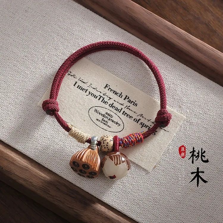 非金属布艺手链 菩提桃木手绳儿童可调节手绳手链桃木男女手链