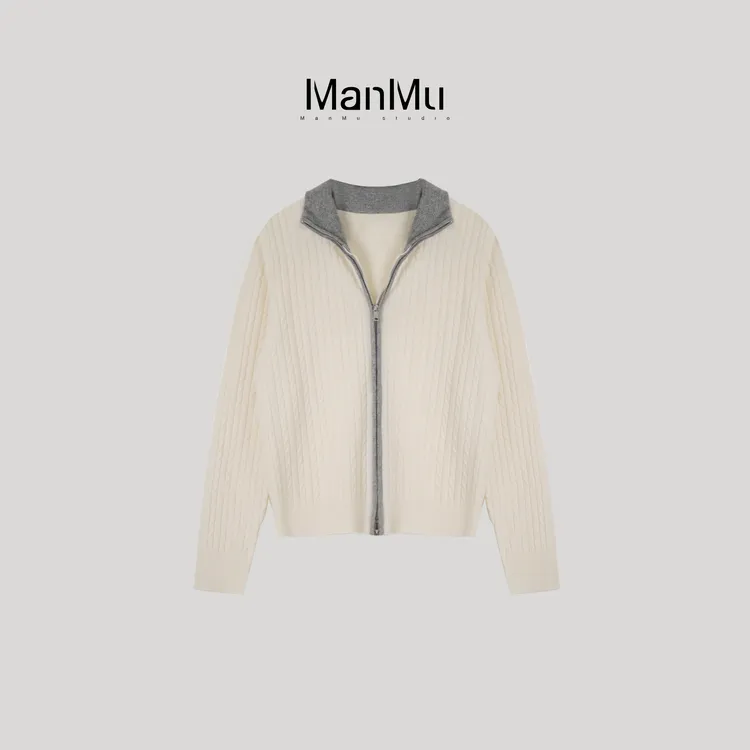 满目ManMu 【张琪专属】秋季纯羊毛时尚通勤休闲百搭开衫毛衫350470