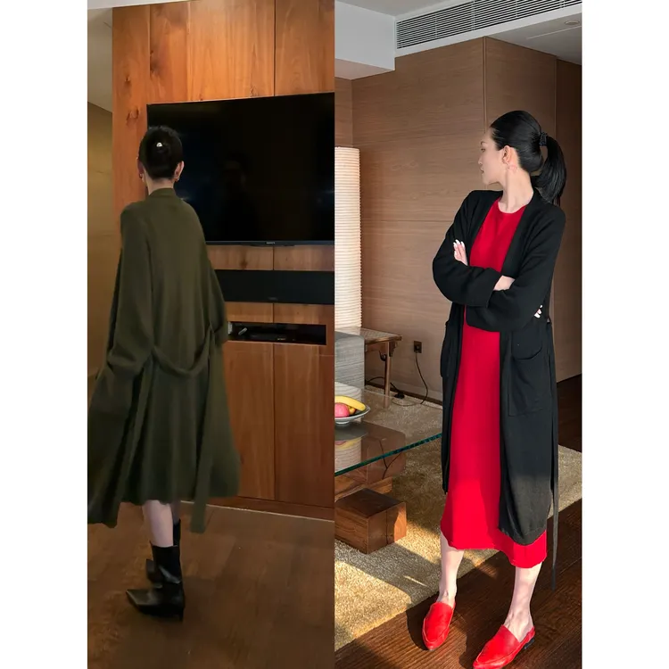 紫紫 羊绒外坡 山羊绒羊毛三季可穿浴袍式懒人外套ZD08SMHJ159
