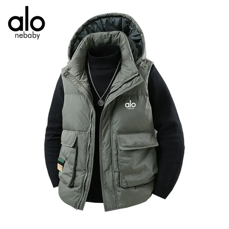 奥特莱斯白鸭绒羽绒马甲男款大码宽松坎肩可脱卸帽运动背心羽绒服