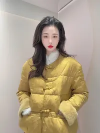 九月  玉兰初雪  外套新中式国风提显瘦加厚夹棉带毛毛外套