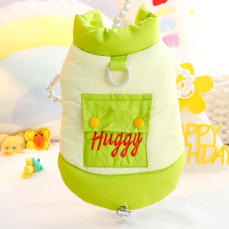狗狗衣服秋冬装厚款猫咪糖果口袋牵引棉衣小型犬泰迪比熊宠物7459