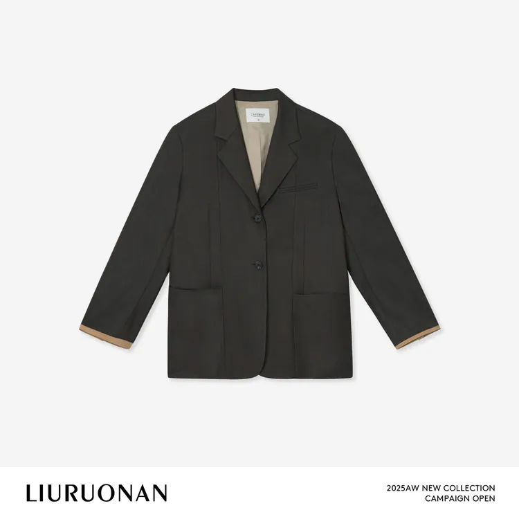 LIURUONAN 25FL【杜伦西装】袖口撞色设计感西服秋季平驳领长袖外套