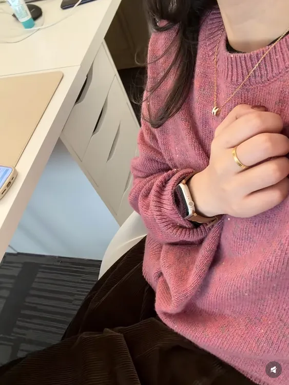 混织精致毛衣长袖针织慵懒风毛针织衫2025秋冬宽松秋冬圆领洋气