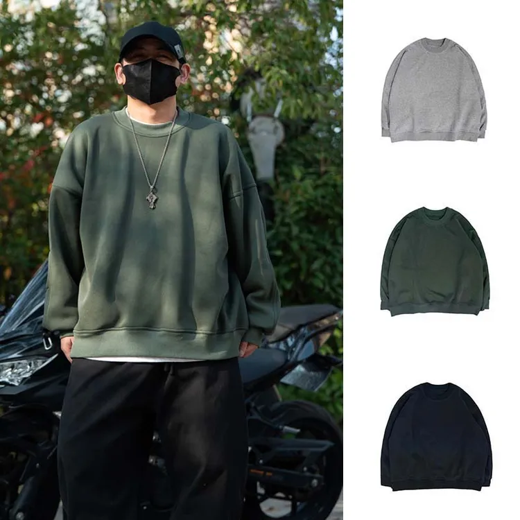 【重磅400g男女廓袖卫衣】高街休闲茧廓圆领宽松加绒纯色卫衣6765