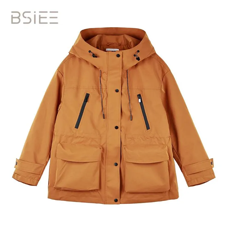BSIEE/本涩BSiEE本涩冬季短款轻便工装风连帽抽绳收腰保暖羽绒服