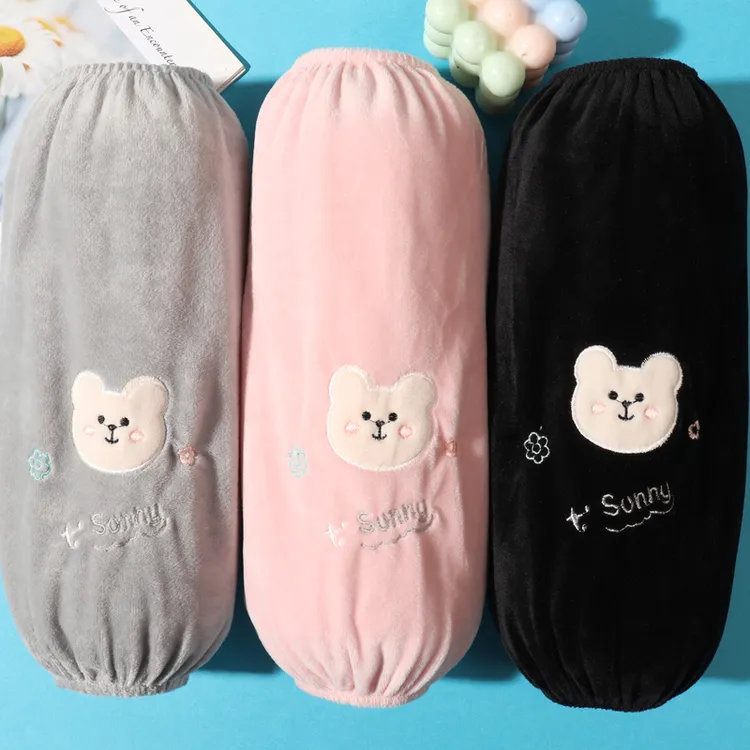 秋冬季毛绒保暖袖套防污羽绒服护袖防脏学生厨房家务长款袖筒袖头