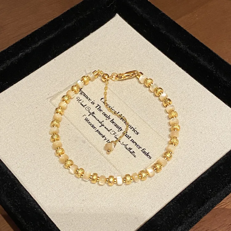 【鎏金岁月】金色ins磨砂拼接光珠光面手链A1275