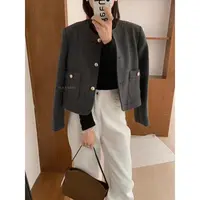 ZX9913法式高定名媛巴黎灰洋气毛呢小香风外套百搭轻奢秋冬新款