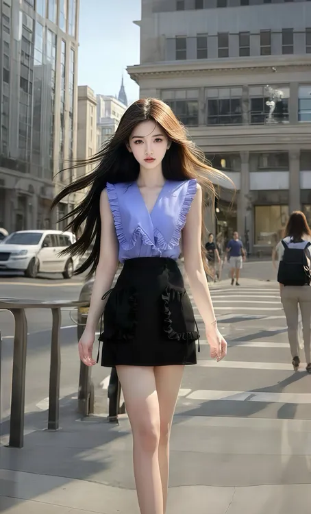 时尚轻奢紫色V领上衣+黑色百搭显瘦半身裙女小众设计时尚高级气质