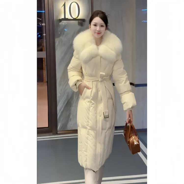 【富家千金2.0】25年新款真鹅绒真狐狸毛领加厚修身中长款