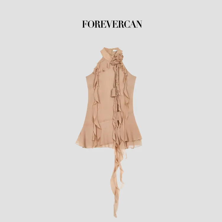 FOREVERCAN巴尔干玫瑰 复古连衣裙气质名媛背心裙 SD18641