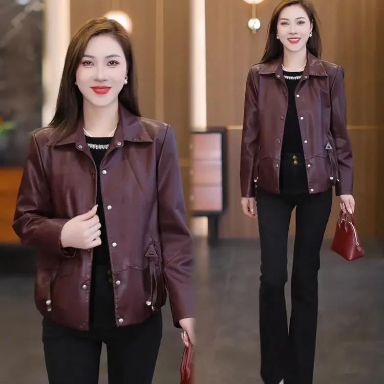 加绒加厚海宁皮衣外套女2025秋冬新款洋气显瘦宽松百搭短款皮夹克