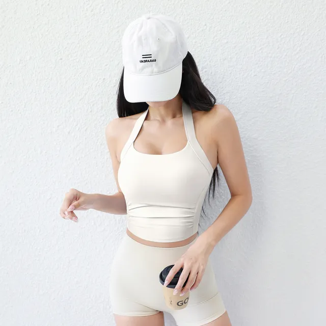 新款带胸垫运动吊带女防震普拉提背心美背运动内衣健身文胸瑜伽服