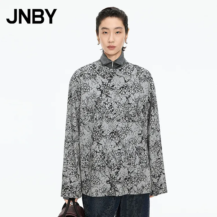 【商场同款】JNBY/江南布衣25秋新品长袖T恤国风绣球花5P9112420