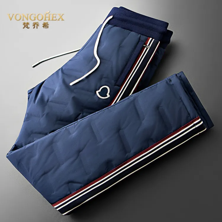 VONGOHEX户外防水直筒羽绒裤男士冬季加厚休闲保暖白鸭绒外穿裤子