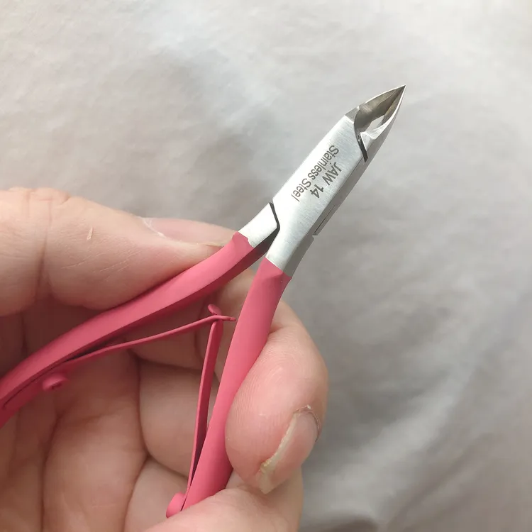 美甲专用去死皮剪不锈钢材质家用指甲护理工具粉柄刀头银色高品质