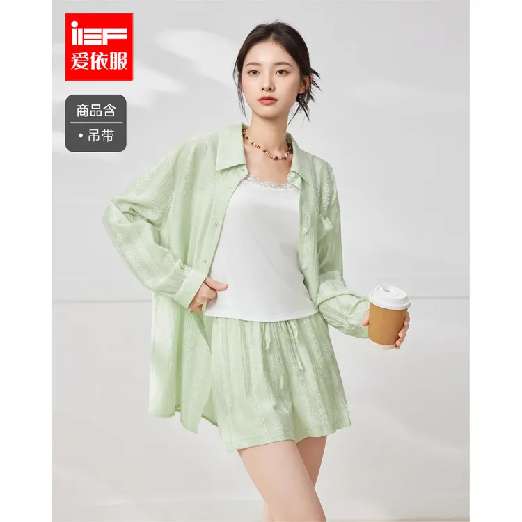 IEF/爱依服时尚套装2025夏季新款韩版休闲通勤慵懒风里外三件套裤