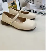 w928-15秋季新款法式浅口单鞋女百搭复古圆头低粗跟玛丽珍小皮鞋