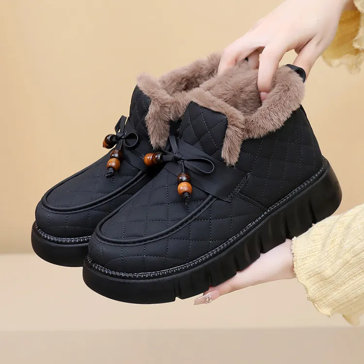 2025冬季新款加绒加厚东北大棉鞋雪地靴时尚百搭防滑一脚蹬休闲鞋