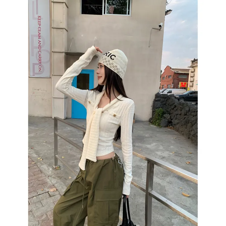 春季夏季长袖修身显瘦百搭韩版针织衫2025年春季新款韩系御姐风3D