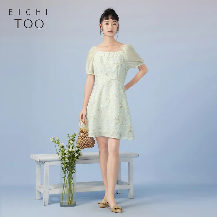 爱居兔夏季清新淑女时尚短袖连衣裙EQLBJ2N078A