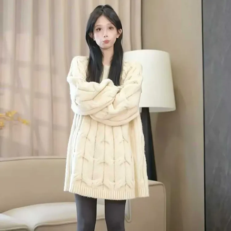 孕妇套装2025韩系简约慵懒风毛衣麻花针织冬季新款宽松百搭保暖