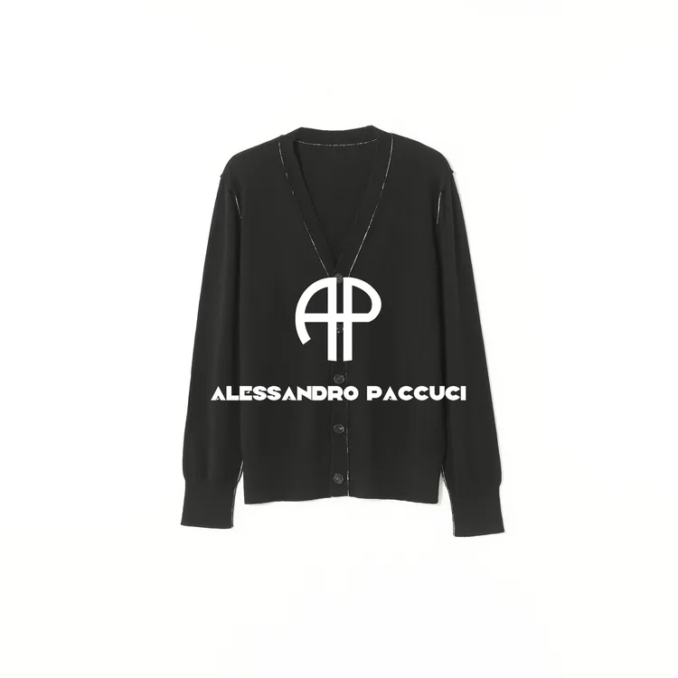 AP洛哥53184SK【和声】100美丽诺绵羊毛撞色V领时尚洋气休闲开衫