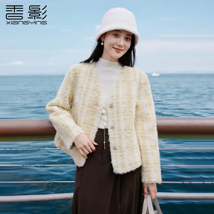 【直播专享】P65W611短外套 【香草奶黄】香影小香风毛毛外套女冬