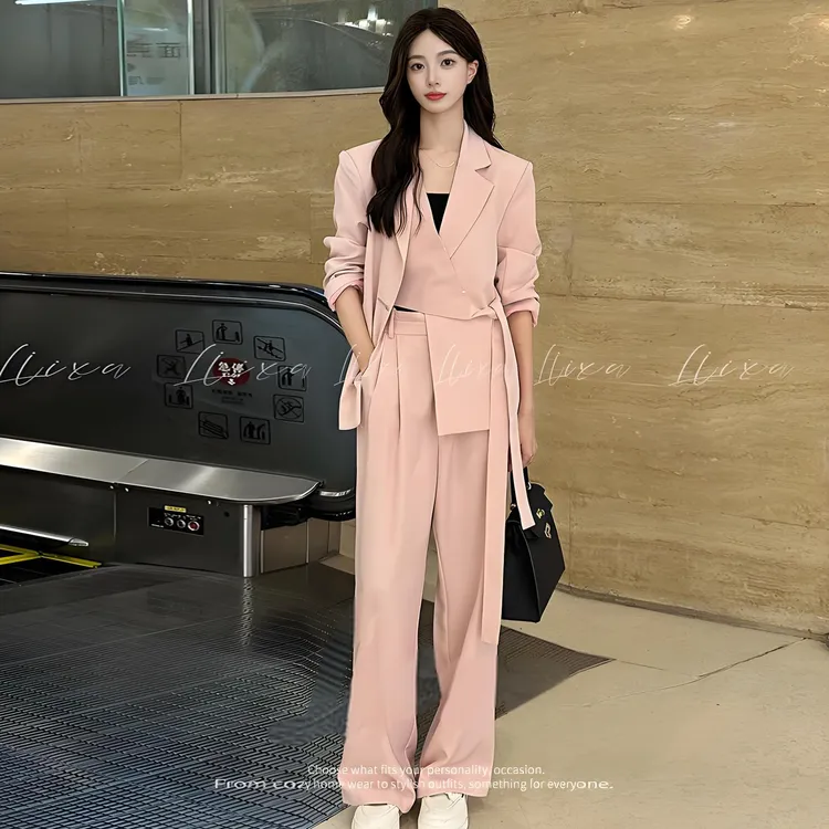 高级感时尚西装套装女2025秋季新款设计感西服外套阔腿裤两件套潮