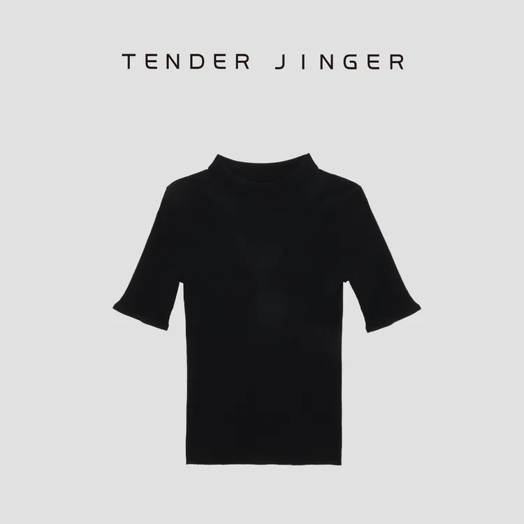 Tender Jinger立领羊毛针织短袖T51GDD80077