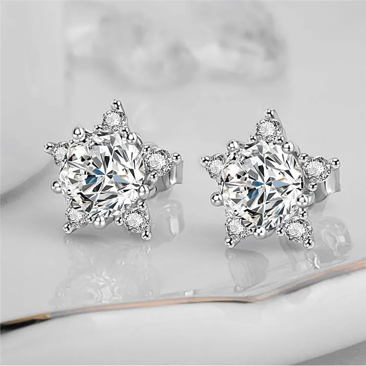 合金锆石耳饰 超闪星星耳钉简约高级感百搭冷淡耳环新款爆款精致